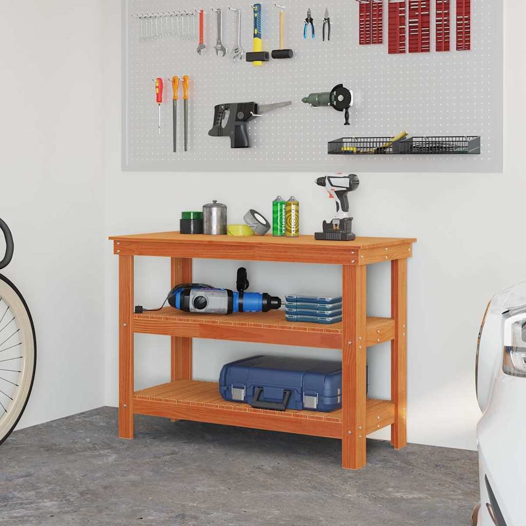 VidaXL Werkbank Wasbruin 110.5 x 50 x 80 cm Massief grenenhout