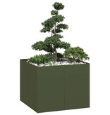 VidaXL Plantenbak 100x100x80 cm staal olijfgroen