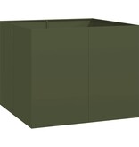 VidaXL Plantenbak 100x100x80 cm staal olijfgroen