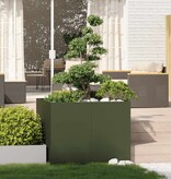 VidaXL Plantenbak 100x100x80 cm staal olijfgroen