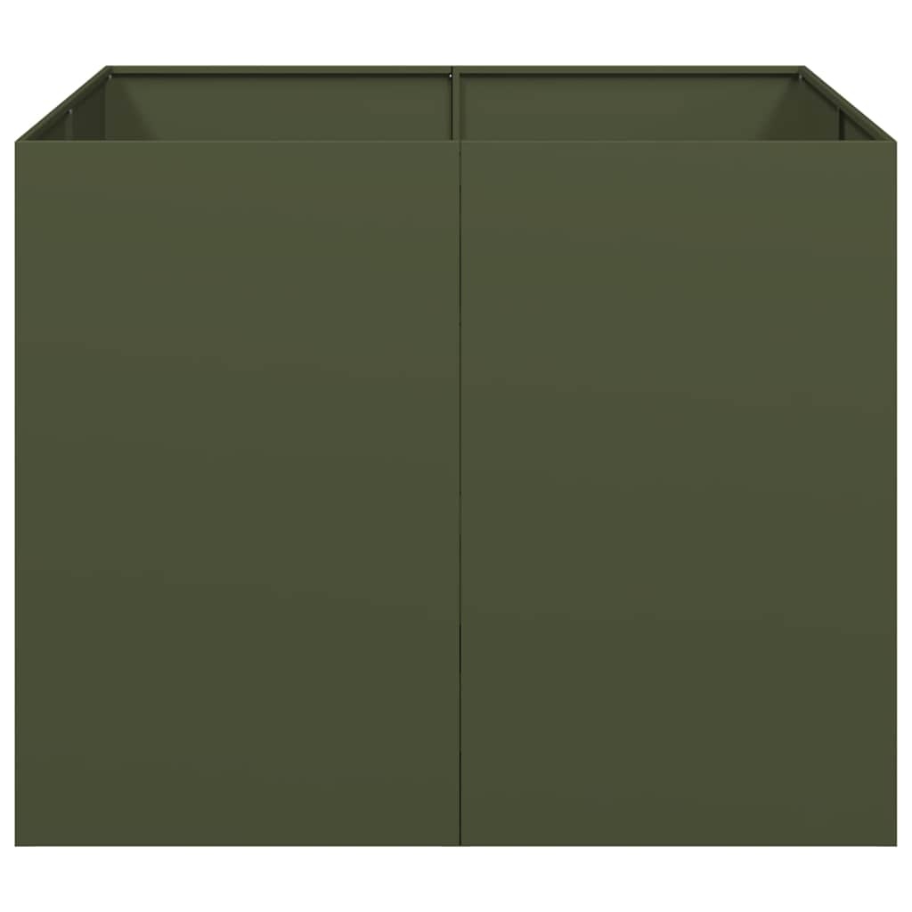 VidaXL Plantenbak 100x100x80 cm staal olijfgroen