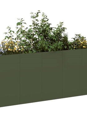 VidaXL Plantenbak 200x40x80 cm koudgewalst staal olijfgroen