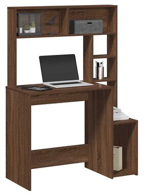 VidaXL Bureau met schappen 100x45x140 cm bewerkt hout bruineikenkleur