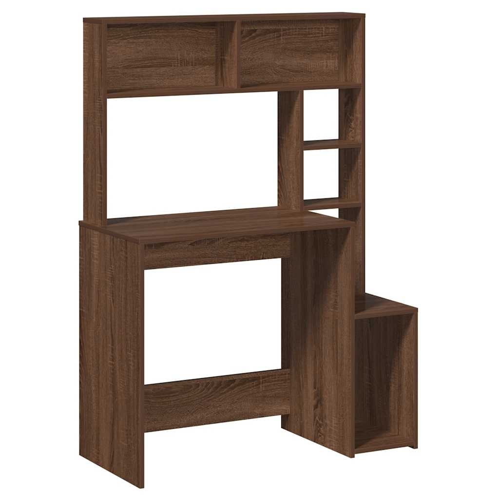 VidaXL Bureau met schappen 100x45x140 cm bewerkt hout bruineikenkleur