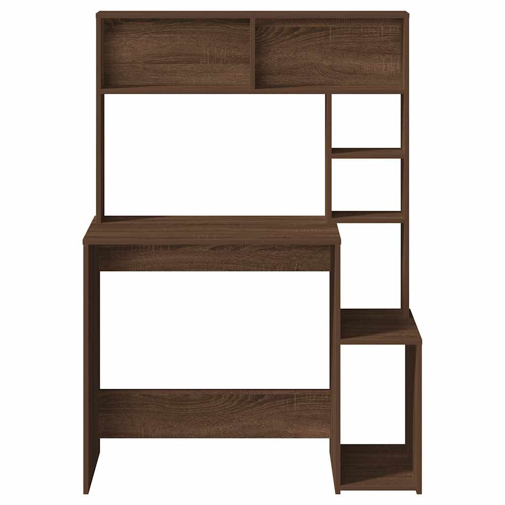 VidaXL Bureau met schappen 100x45x140 cm bewerkt hout bruineikenkleur