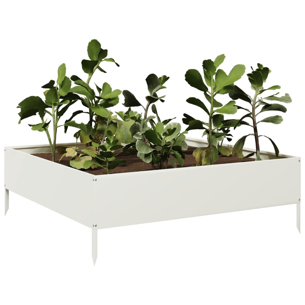 VidaXL Plantenbak verhoogd 100x100x33,5 cm staal wit