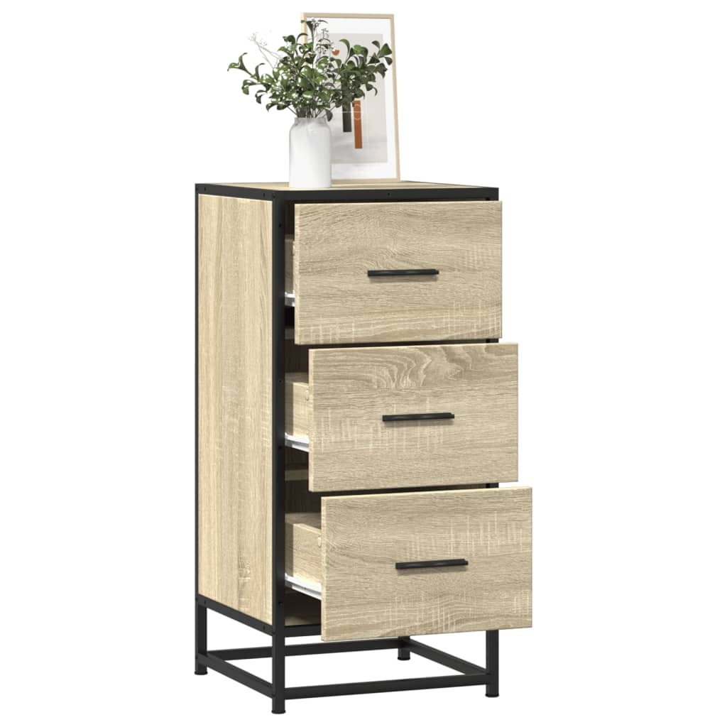 VidaXL Dressoir 35,5x35x76 cm bewerkt hout en metaal sonoma eikenkleur