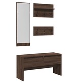 VidaXL 4-delige Garderobe set bewerkt hout bruin eikenkleurig
