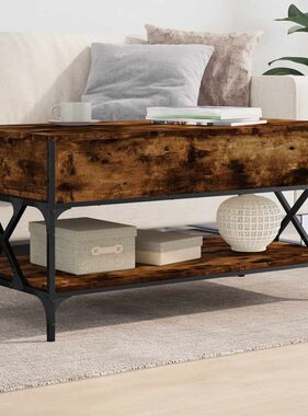 VidaXL Salontafel 100x50x50 cm bewerkt hout en metaal gerookt eiken