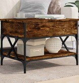 VidaXL Salontafel 70x50x50 cm bewerkt hout en metaal gerookt eiken