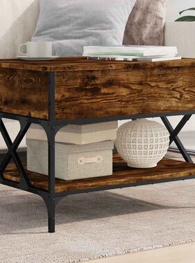 VidaXL Salontafel 70x50x50 cm bewerkt hout en metaal gerookt eiken