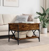 VidaXL Salontafel 70x50x50 cm bewerkt hout en metaal gerookt eiken