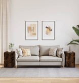 VidaXL Bijzettafels 2 st 50x30x50 cm bewerkt hout gerookt eikenkleurig