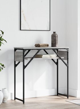 VidaXL Wandtafel met schap 75x30x75 cm bewerkt hout grijs sonoma