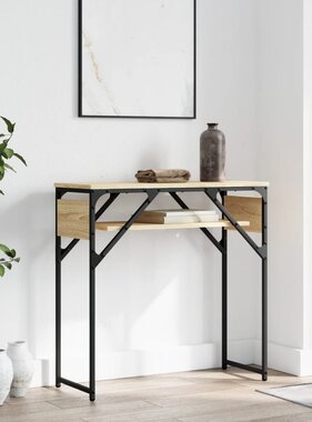 VidaXL Wandtafel met schap 75x30x75 cm bewerkt hout sonoma eikenkleur