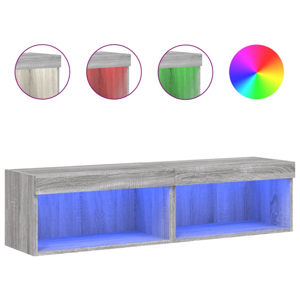 VidaXL Tv-meubels met LED-verlichting 2 st 60x30x30 cm grijs sonoma