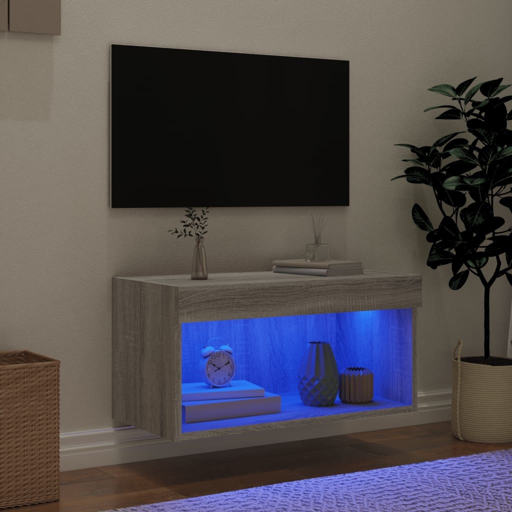 VidaXL Tv-meubel met LED-verlichting 60x30x30 cm grijs sonoma eiken