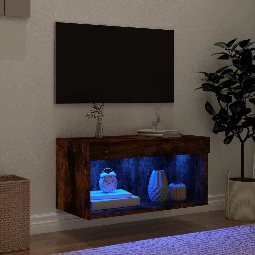 VidaXL Tv-meubel met LED-verlichting 60x30x30 cm gerookt eikenkleurig