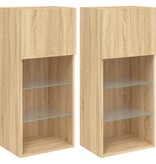 VidaXL Tv-meubels met LED-verlichting 2 st 40,5x30x90 cm sonoma eiken