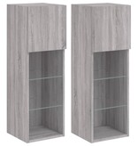 VidaXL Tv-meubels met LED-verlichting 2 st 30,5x30x90 cm grijs sonoma
