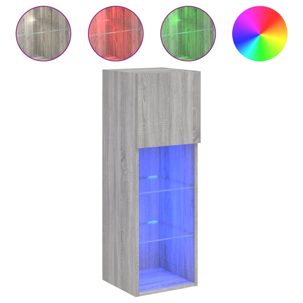 VidaXL Tv-meubel met LED-verlichting 30,5x30x90 cm grijs sonoma eiken