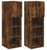 VidaXL Tv-meubels met LED-verlichting 2 st 30,5x30x90 cm gerookt eiken