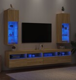 VidaXL Tv-meubels met LED-verlichting 2 st 30,5x30x90 cm sonoma eiken