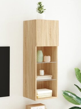 VidaXL Tv-meubel met LED-verlichting 30,5x30x90 cm sonoma eikenkleurig