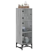 VidaXL Hoge kast met glazen deuren 35x37x120 cm grijs sonoma eiken