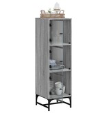 VidaXL Hoge kast met glazen deuren 35x37x120 cm grijs sonoma eiken