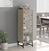 VidaXL Hoge kast met glazen deuren 35x37x120 cm sonoma eikenkleurig