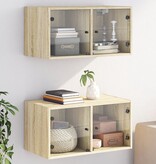 VidaXL Wandkasten met glazen deuren 2 st 68,5x37x35 cm sonoma eiken