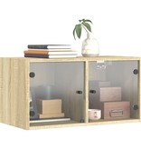 VidaXL Wandkasten met glazen deuren 2 st 68,5x37x35 cm sonoma eiken