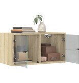 VidaXL Wandkasten met glazen deuren 2 st 68,5x37x35 cm sonoma eiken