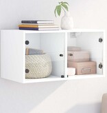 VidaXL Wandkast met glazen deuren 68,5x37x35 cm wit