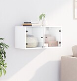 VidaXL Wandkast met glazen deuren 68,5x37x35 cm wit