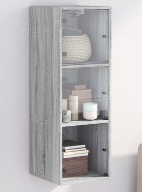VidaXL Wandkast met glazen deuren 35x37x100 cm grijs sonoma eiken