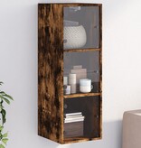 VidaXL Wandkast met glazen deuren 35x37x100 cm gerookt eikenkleurig