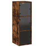 VidaXL Wandkast met glazen deuren 35x37x100 cm gerookt eikenkleurig