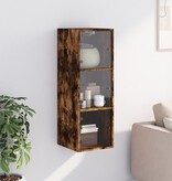 VidaXL Wandkast met glazen deuren 35x37x100 cm gerookt eikenkleurig