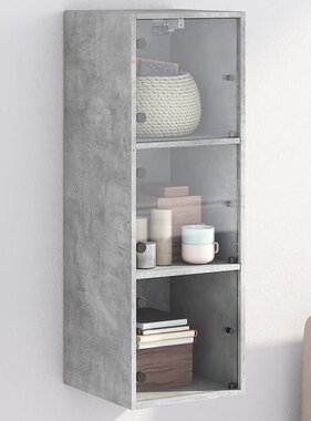VidaXL Wandkast met glazen deuren 35x37x100 cm betongrijs
