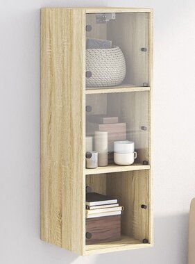 VidaXL Wandkast met glazen deuren 35x37x100 cm sonoma eikenkleurig