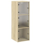 VidaXL Wandkast met glazen deuren 35x37x100 cm sonoma eikenkleurig