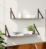 VidaXL Wandschappen 2 st 80x25x25,5 cm bewerkt hout grijs sonoma eiken