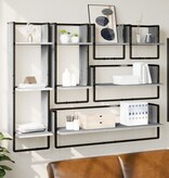 VidaXL 6-delige Wandschappenset met stangen bewerkt hout grijs sonoma