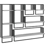 VidaXL 6-delige Wandschappenset met stangen bewerkt hout grijs sonoma