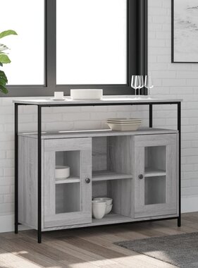 VidaXL Dressoir 100x35x80 cm bewerkt hout grijs sonoma