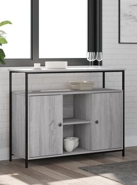 VidaXL Dressoir 100x35x80 cm bewerkt hout grijs sonoma