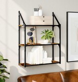 VidaXL Wandrek 3-laags 60x21x78,5 cm bewerkt hout gerookt eikenkleurig