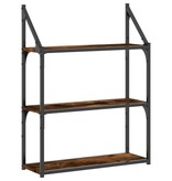 VidaXL Wandrek 3-laags 60x21x78,5 cm bewerkt hout gerookt eikenkleurig